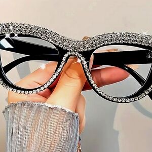 Woman's Readers. Elegant Black Or Champayne Light Weight Crystal Frame Eyeware